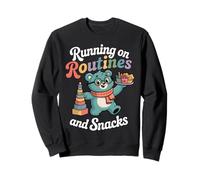 Running On Autism Routines and Snacks Bear Funny Autistic Sweatshirt