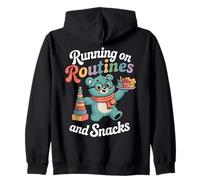Running On Autism Routines and Snacks Bear Funny Autistic Zip Hoodie