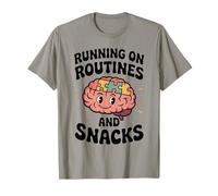 Running On Autism Routines and Snacks Funny Autistic Meme T-Shirt