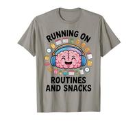 Running On Autism Routines and Snacks Funny Autistic Meme T-Shirt