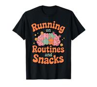 Running On Autism Routines and Snacks Funny Autistic Meme T-Shirt