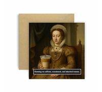 Running on Caffeine, Resentment and Inherited Trauma, Funny Renaissance Card, History Birthday Card, Blank Inside, Humour Theme, 14.8 x 14.8 cm (Trauma)