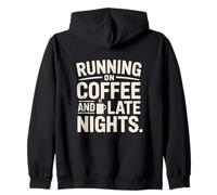 Running on Coffee and Late Nights Student Life Hustle Zip Hoodie