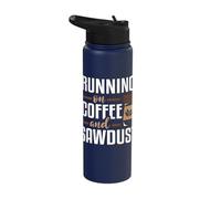 Running On Coffee and Sawdust Whittling Whittle Wood Carving Stainless Steel Insulated Water Bottle
