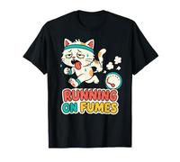 Running On Fumes Funny Exhausted Cat Runner Humor Workout T-Shirt