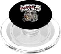Running On Garbage And Zero Sleep Tired Raccoon Night Shift PopSockets PopGrip for MagSafe