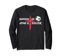 Running On Jesus & Soccer Christian Religious Church & Jesus Long Sleeve T-Shirt