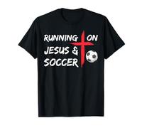 Running On Jesus & Soccer Christian Religious Church & Jesus T-Shirt