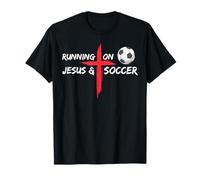 Running On Jesus & Soccer Christian Religious Church & Jesus T-Shirt