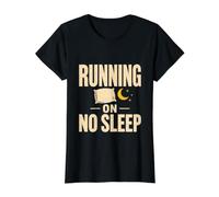 Running On No Sleep Funny Mom Life Typography Quote Value Graphic T-Shirt, Women, Black, L