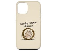 Running On Pure Delusion Hamster in the wheel Relatable Meme Case for iPhone 12/12 Pro