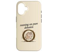 Running On Pure Delusion Hamster in the wheel Relatable Meme Case for iPhone 16