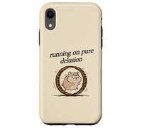 Running On Pure Delusion Hamster in the wheel Relatable Meme Case for iPhone XR
