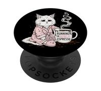 Running on Regret and Espresso Cat Coffee PopSockets Adhesive PopGrip