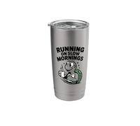 Running On Slow Mornings Coffee Lover Turtle Cute Stainless Steel Insulated Tumbler