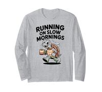 Running On Slow Mornings Turtle Coffee Runner Cute Long Sleeve T-Shirt
