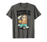 Running On Tea Daydreams Jogging Sloth Humor Cute T-Shirt