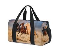 Running On The Beach Horse Sports Duffel Bag Horse Weekend Overnight Bag Tote Holdall Casual Travel Gym Duffel Bags for Kids Girls Boys Women Men