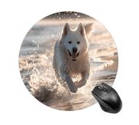Running on The Beach Mouse Pad Round Laptop Mouse Mat Cute Computer Mousepad Keyboard Pad Non-Slip Desk Pads for Gaming Office Work Home