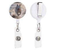 Running on The Beach Retractable Badge Reel - Personalized ID Name Badge Holder with Lanyard Cute Badges Reel Holder Round Nurse Doctor Name Tag Badges Clip for Work