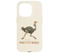 Running Ostrich Illustration in Surreal Vintage Style Case for iPhone 15 Pro