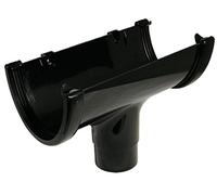 Floplast Hi-Cap Black Half Round Running Gutter Outlet, (L)142mm (Dia)115mm
