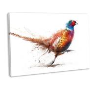 Running Pheasant Canvas Wall Art Print - Framed Watercolour Bird Picture - Wildlife Home Decor - Nature Painting Artwork (51x36cm / 20x14inch)
