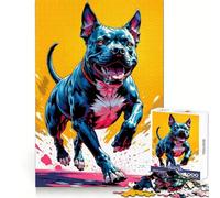 Running Pit Bull 1000 Piece Jigsaw Puzzle for Adults Memory Gain Gentle Leisure Design Assembly Art Collection Piece (38x26cm)