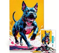 Running Pit Bull 1000 Piece Jigsaw Puzzle for Adults Memory Gain Gentle Leisure Design Assembly Art Collection Piece (38x26cm)