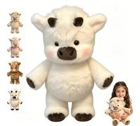 Running Plushies, Soft Cute Running Pink Highland Cow Plush, Interactive Moving Legs Stuffed Animals for Stress Relief for Decor Gift Desk Companion (B-White Highland Cow, 17.7IN)