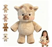 Running Plushies, Soft Cute Running Pink Highland Cow Plush, Interactive Moving Legs Stuffed Animals for Stress Relief for Decor Gift Desk Companion (D-Khaki Highland Cow, 23.6IN)