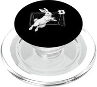 Running Rabbit Kicking A Soccer Ball Cutting Through Air PopSockets PopGrip for MagSafe