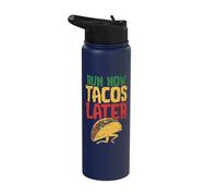 Running Run Now Tacos Later Marathon Runner Stainless Steel Insulated Water Bottle