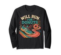 Running Runner Half Marathon Donut Retro Vintage Will Run Long Sleeve T-Shirt