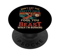 Running Runner Half Marathon Girl Don't Let The Pretty Face PopSockets Adhesive PopGrip