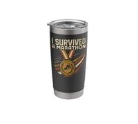 Running Runner Half Marathon I Survived A Marathon Stainless Steel Insulated Tumbler