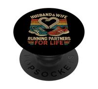 Running Runner Half Marathon Marriage Wedding Husband Wife PopSockets Adhesive PopGrip