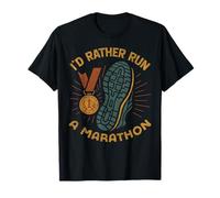 Running Runner Half Marathon Retro Vintage I'd Rather Run A T-Shirt
