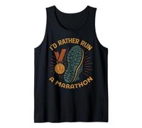 Running Runner Half Marathon Retro Vintage I'd Rather Run A Tank Top