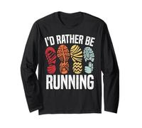 Running Runner Half Marathon Vintage Retro I'd Rather Be Long Sleeve T-Shirt