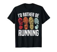 Running Runner Half Marathon Vintage Retro I'd Rather Be T-Shirt