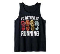 Running Runner Half Marathon Vintage Retro I'd Rather Be Tank Top