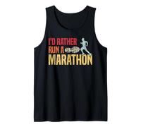 Running Runner Half Marathon Vintage Retro I'd Rather Run A Tank Top