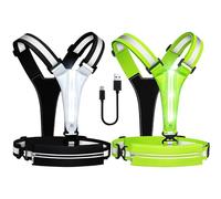 Running Safety Vest - USB Bike Safety Vest, LED Reflective Night Walking Light Up, Adjustable Shoulder Belt Bag For Night Motorcycle, True Gear | Fluorescent Visibility X Shape