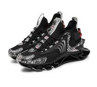 Running Shoe Trainers for Men,Fashion Blade Sneakers Fly Woven Mesh Outdoor Sports Shoes Fitness Damping Shoes (Color : Black, Size : 7.5 UK)