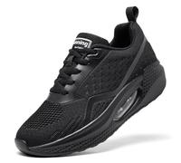 Running Shoes for Women Trainers Air Cushion Orthopedic Breathable Non Slip Arch Support Memory Foam Gym Black Sneakers Ladies Mesh Work Shoes All Black UK 8