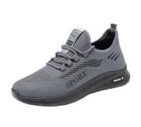 Running Shoes Lightweight Mesh Sports Shoes Dark Solid Color Breathable Tennis Sneakers Non-Slip Modern Lace-Up Athletic Trainers Casual Walking Fitness Sneakers Low-Top Weaving Sports Footwear Grey