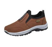 Running Shoes Men's Wide Non-Slip Tennis Shoes Without Laces, coffee, 9 UK
