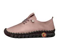 Running Shoes Stitching Single Shoes Comfortable Flat Tie Mom Shoes Wide Fatty Feet Bottom Soft Sole Soft Casual Women's Shoes Shallow (Coffee, 7.5)