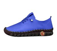 Running Shoes Stitching Single Shoes Comfortable Flat Tie Mom Shoes Wide Fatty Feet Bottom Soft Sole Soft Casual Women's Shoes Shallow (Dark Blue, 7.5)